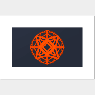 GMTRX orange red f54 skeletal polyhedron Posters and Art